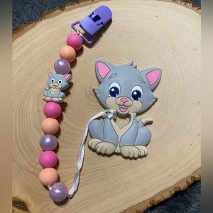 Gray Kitty Baby Teether Set